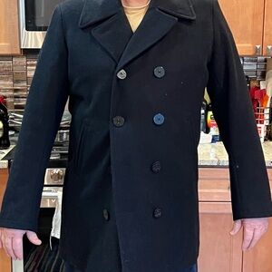 Men's Black Double-Breasted Pea Coat Brooks Brothers 
style 346  XXL